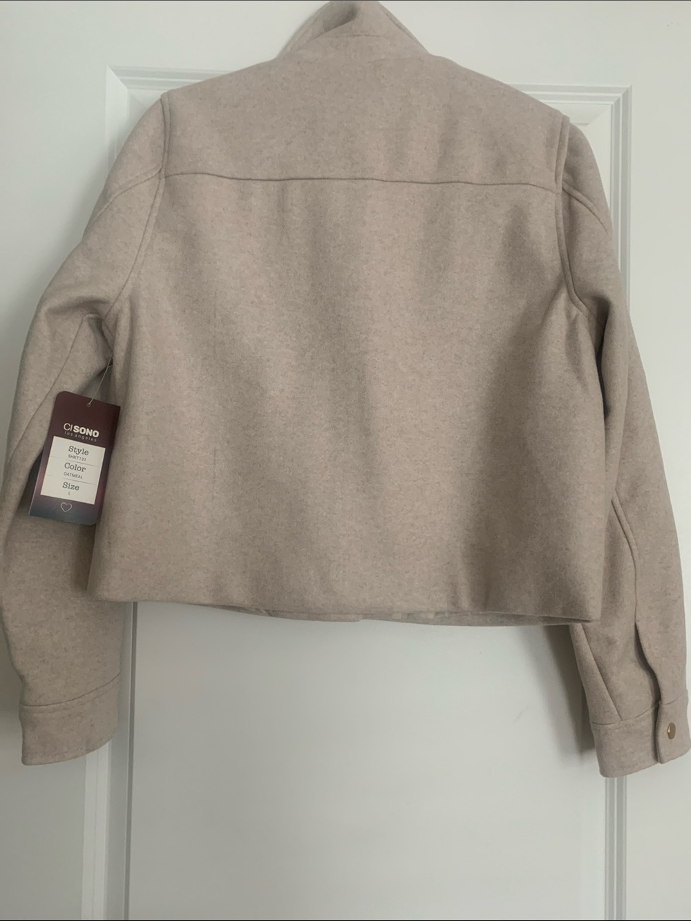 Ci Sono Cream Wool Blend  Utility Jacket with Gold Buttons - Picture 4 of 9